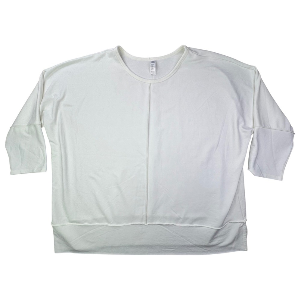 Spanx AirEssentials Crew Neck Top White Oversized Sweatshirt Womens 3X